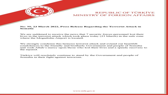 Press Release Regarding the Terrorist Attack in Somalia